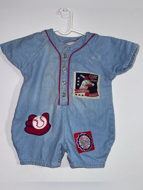 Vintage Small Steps Denim Baseball Romper Baby 18M All Star Kids